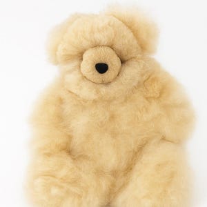 Alpaca Teddy Bear Handmade Plush Gift Soft Baby Toy Natural Alpaca Fur Stuffed Animal Honey