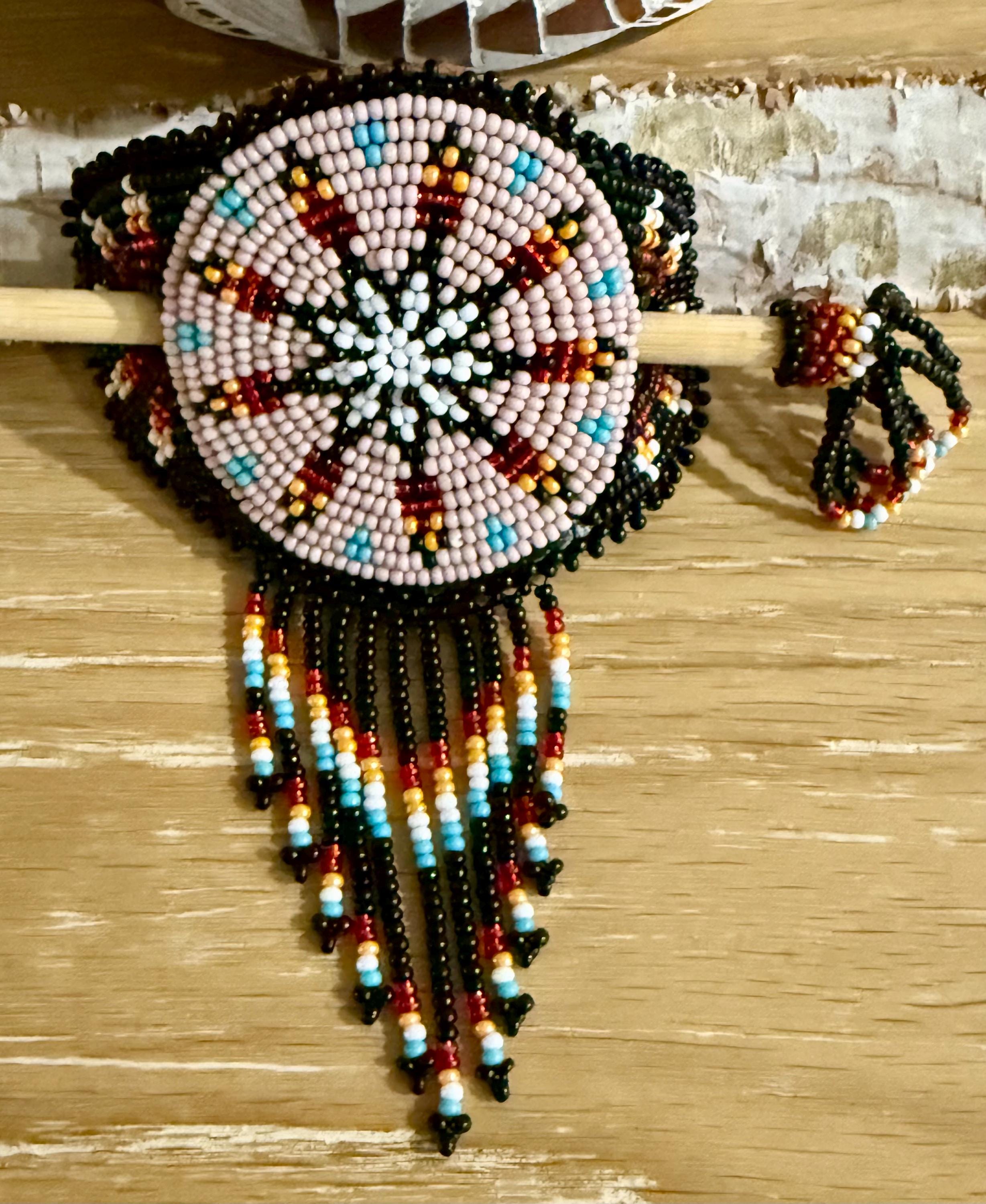 Handmade Beaded Hair Stick Barrette Bun Holder Wooden Hair Pin Boho Bead Work Amazon.com : Handmade Boho Hair Barrette Hair Tie Braided  main image 2