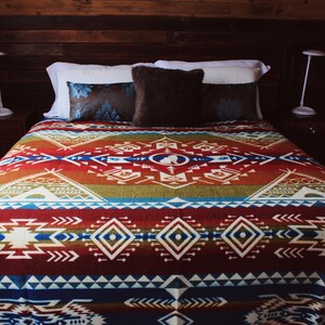 Southwest Alpaca Wool Blanket, Native Blanket, Navajo Saddle Blanket, Aztec Blanket, Boho Rustic Blanket,Throw Blanket, Reversible Blanket image 6
