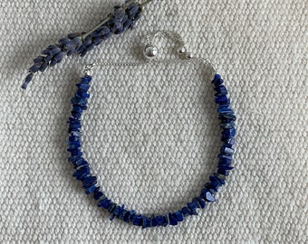 Lapis Lazuli Bracelet, Hand made Bracelet, Sterling Silver Bracelet Healing Bracelet