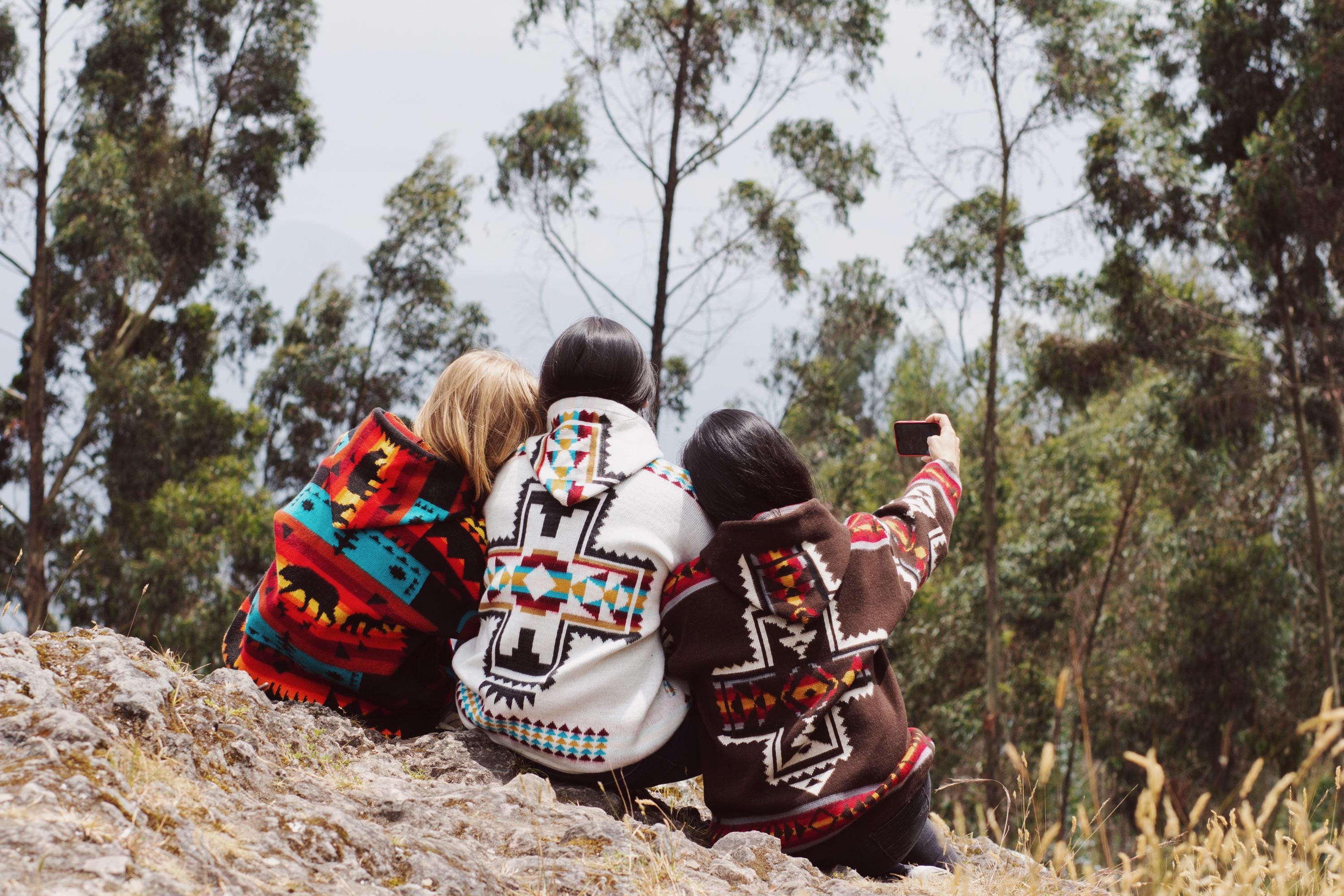 Native Southwestern Alpaca Wool Jacket: Aztec Boho Knit, Native