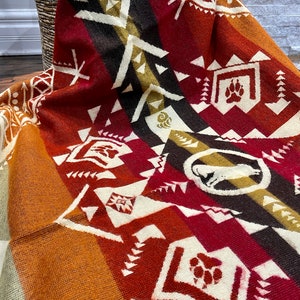 Southwest Throw Blanket, Native Blanket, Alpaca Wool Throw, Navajo Saddle Blanket, Aztec Blanket, Boho Rustic Throw Blanket