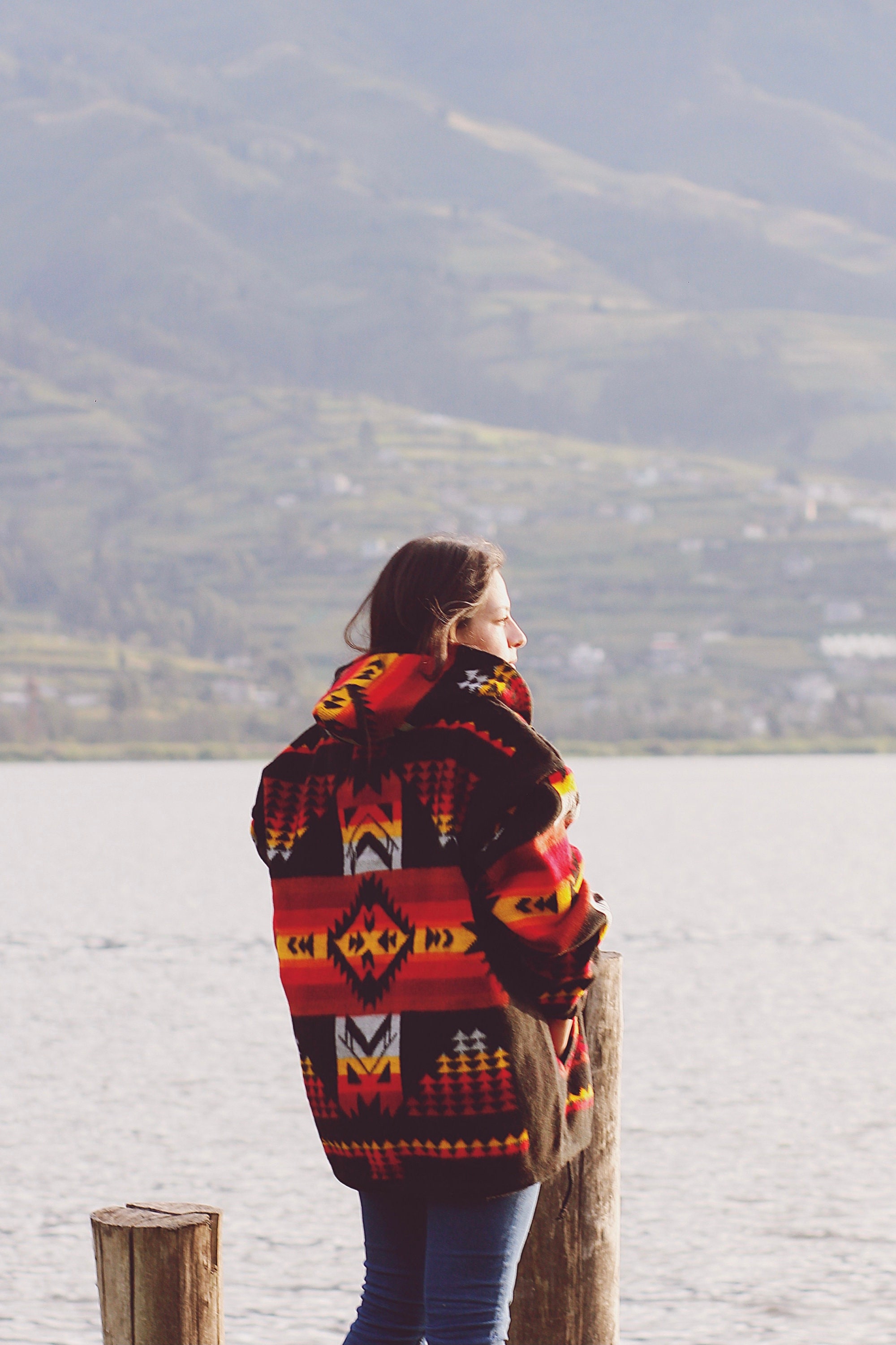 Native Southwestern Alpaca Wool Jacket: Indigenous Design,Native American Style Coat