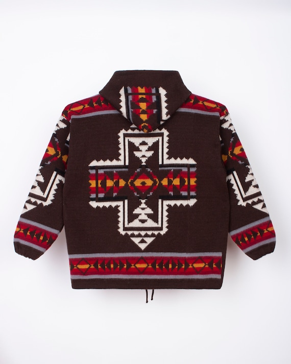 Aztec Print Full Zip Jacket / Native Pattern Winter Coat