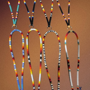 Indigenous Made Beaded Lanyard - Handmade Teacher and Nurse ID Badge Holder - Necklace with Keychain