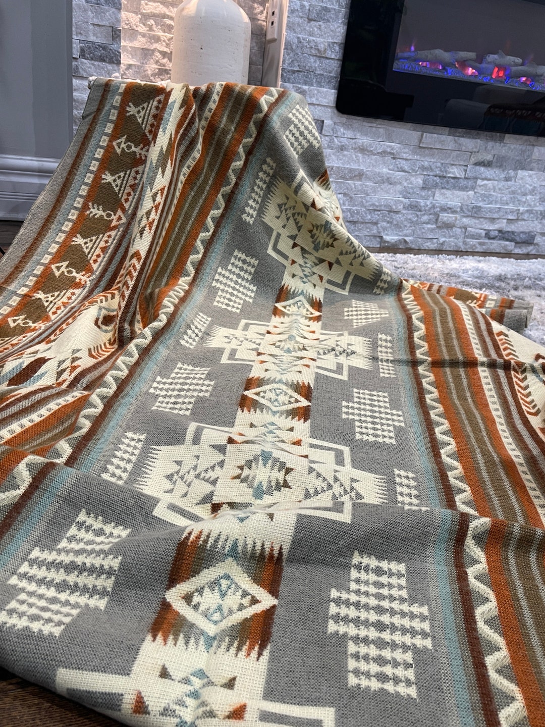 Southwest Throw Blanket, Native Blanket, Alpaca Wool Throw, Navajo