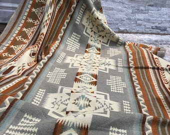 Southwest Throw Blanket, Native Blanket, Alpaca Wool Throw, Navajo Saddle Blanket, Aztec Blanket, Boho Rustic Throw Blanket
