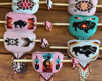 Handmade  Beaded Hair Barrette, Native Inspired Loom Beadwork, Boho Hair Clip, Tribal Hair Accessory, Gift for Her