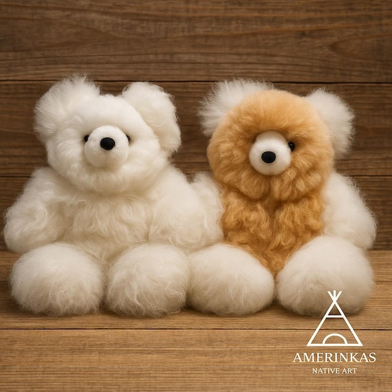 Baby Alpaca Teddy Bear | Handmade Alpaca Fur Plush Toy | Soft Natural Stuffed Animal | Luxury Gift by Amerinkas Native Art