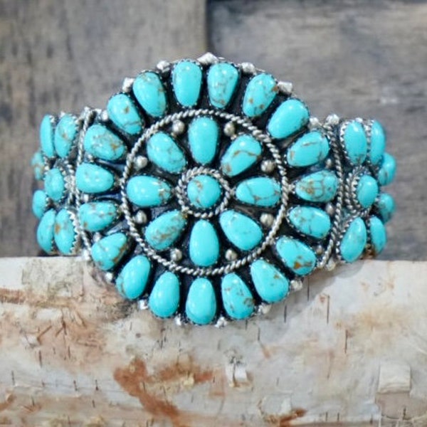 Navajo Kingman Turquoise Bracelet, Native American Bracelet, Hand Made Bracelet, Turquoise and Sterling Silver Bracelet, Navajo Bracelet