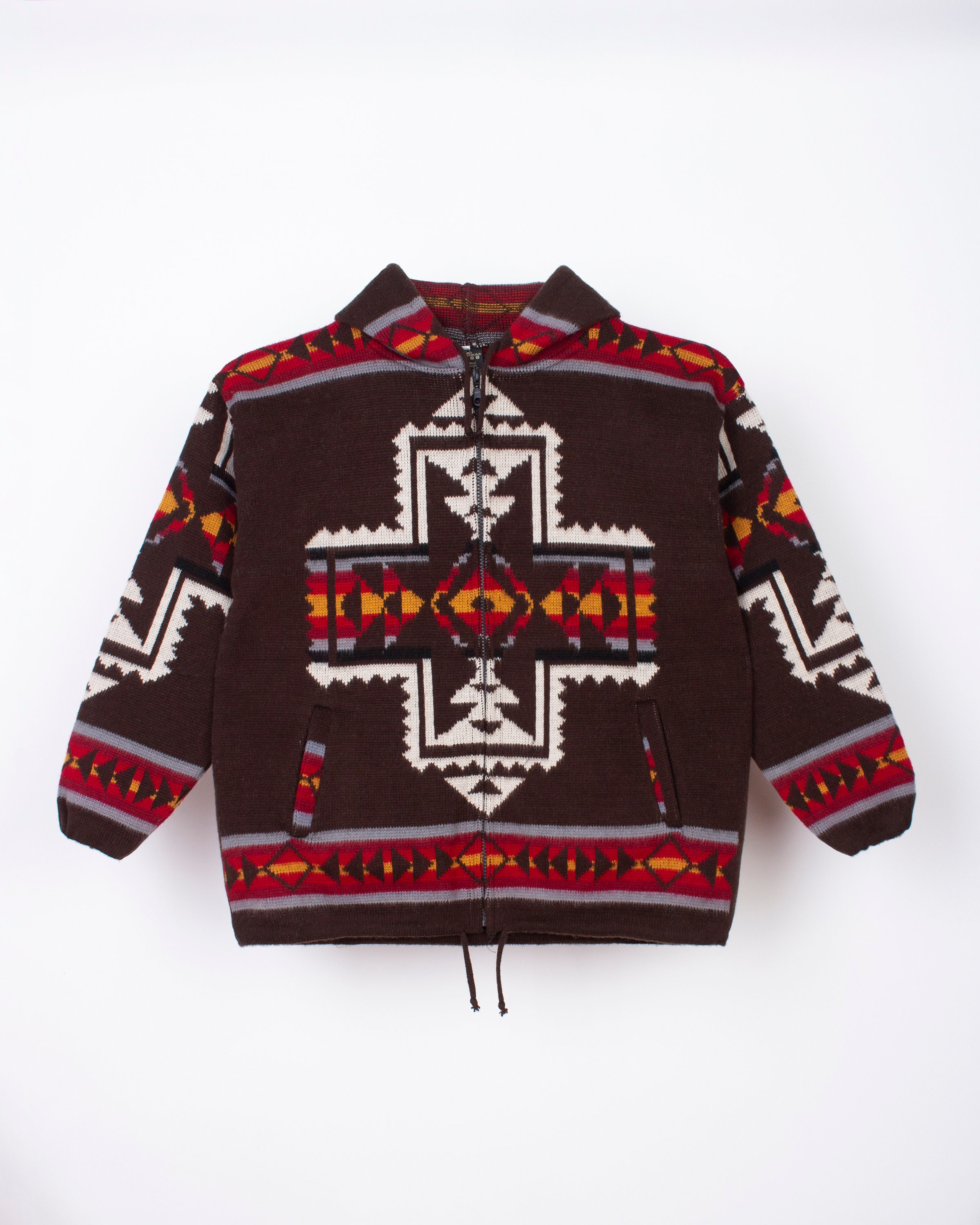 Aztec Print Full Zip Jacket / Native Pattern Winter Coat