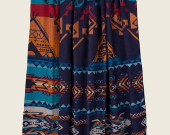 Handmade Alpaca Wool Blanket: Southwest Native Aztec Design