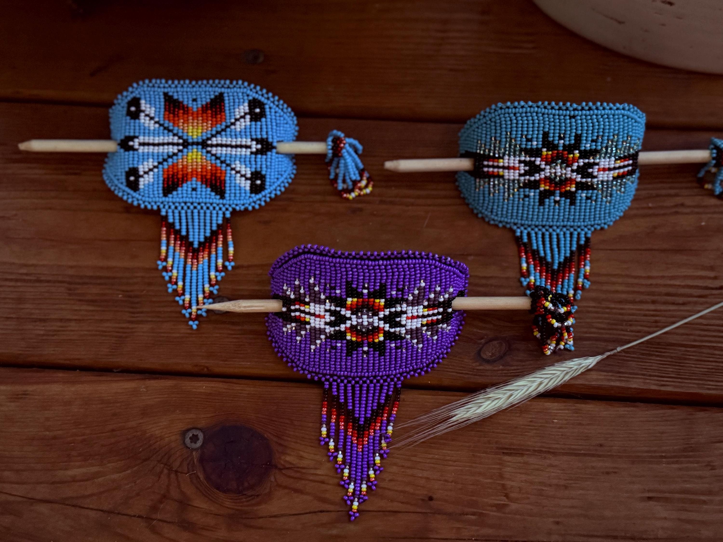 Handmade Beaded Hair Pin, Indigenous Style Barrette, Boho  display picture 2
