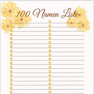 100 names list Yellow