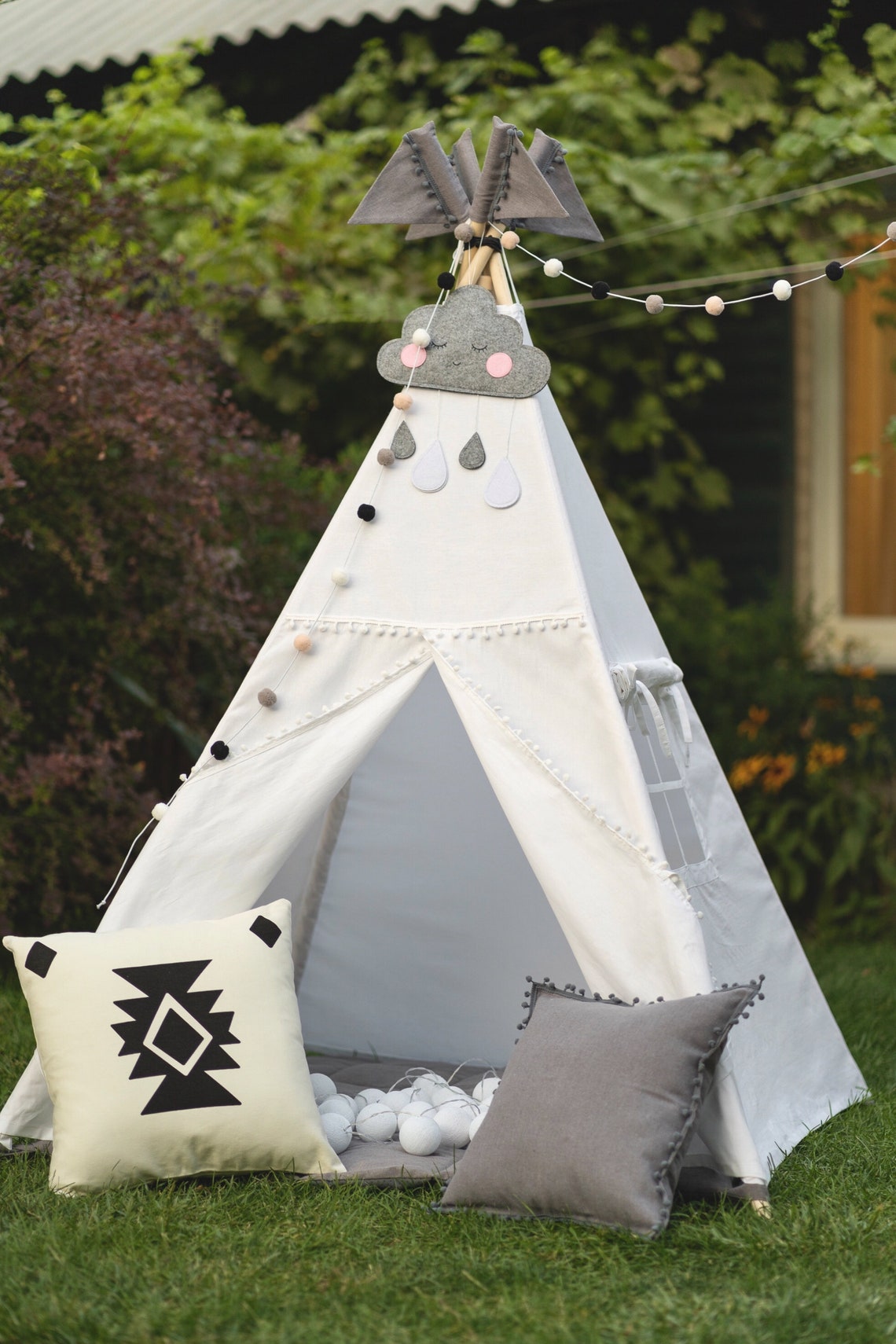 Natural Cotton Teepee Set Tipi With Mat Stabilizer Teepee Etsy