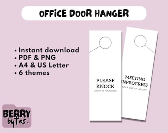 Office Meeting Door Handle Hanger | Printable A4 & US Letter size | PNG PDF