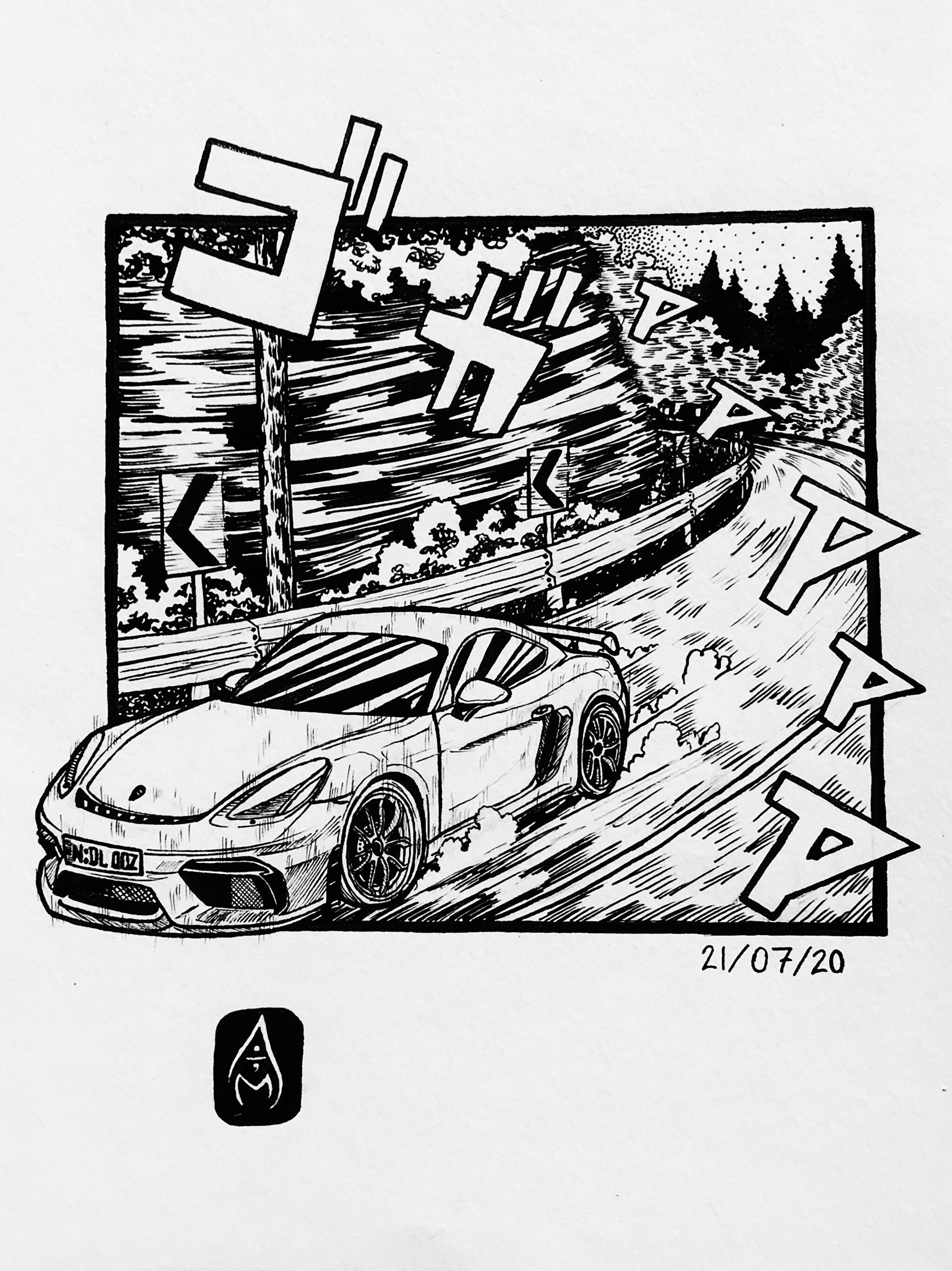 Custom Jdm Initial D Style Ink Drawings Etsy