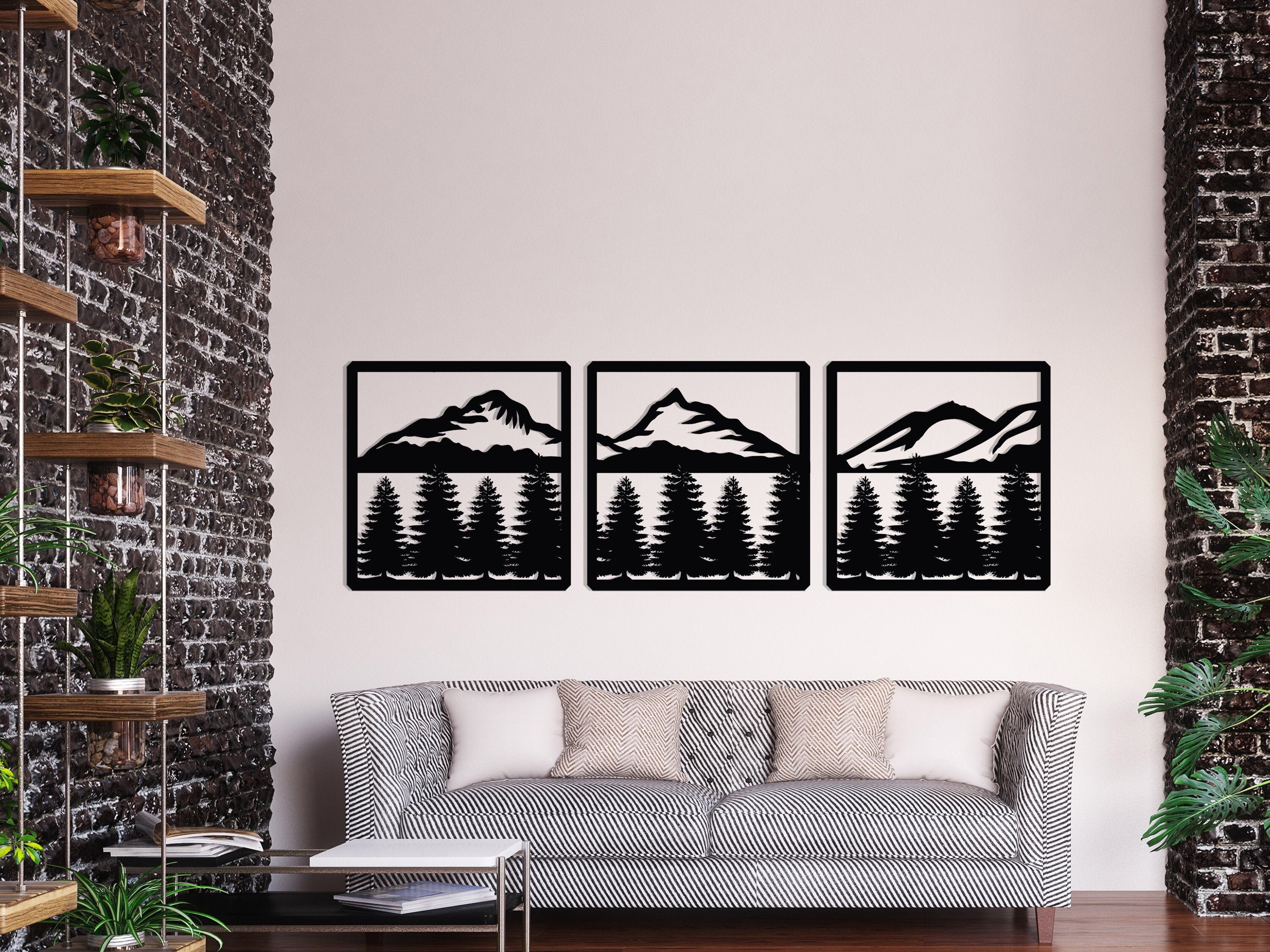 Mountains Metal Wall Art 3 Pieces Lanscape Metal Wall Décor Etsy