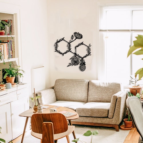 Ketamine Wall Decor, Ketamine shops Molecule Wall Art, Metal Ketamine Symbol, Wall Hangings, Chemistry Decor, Flowered Ketamine