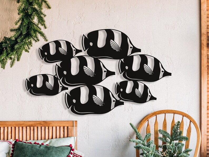 School of Fish Metal Wall Art Fish Metal Home Decor School Etsy