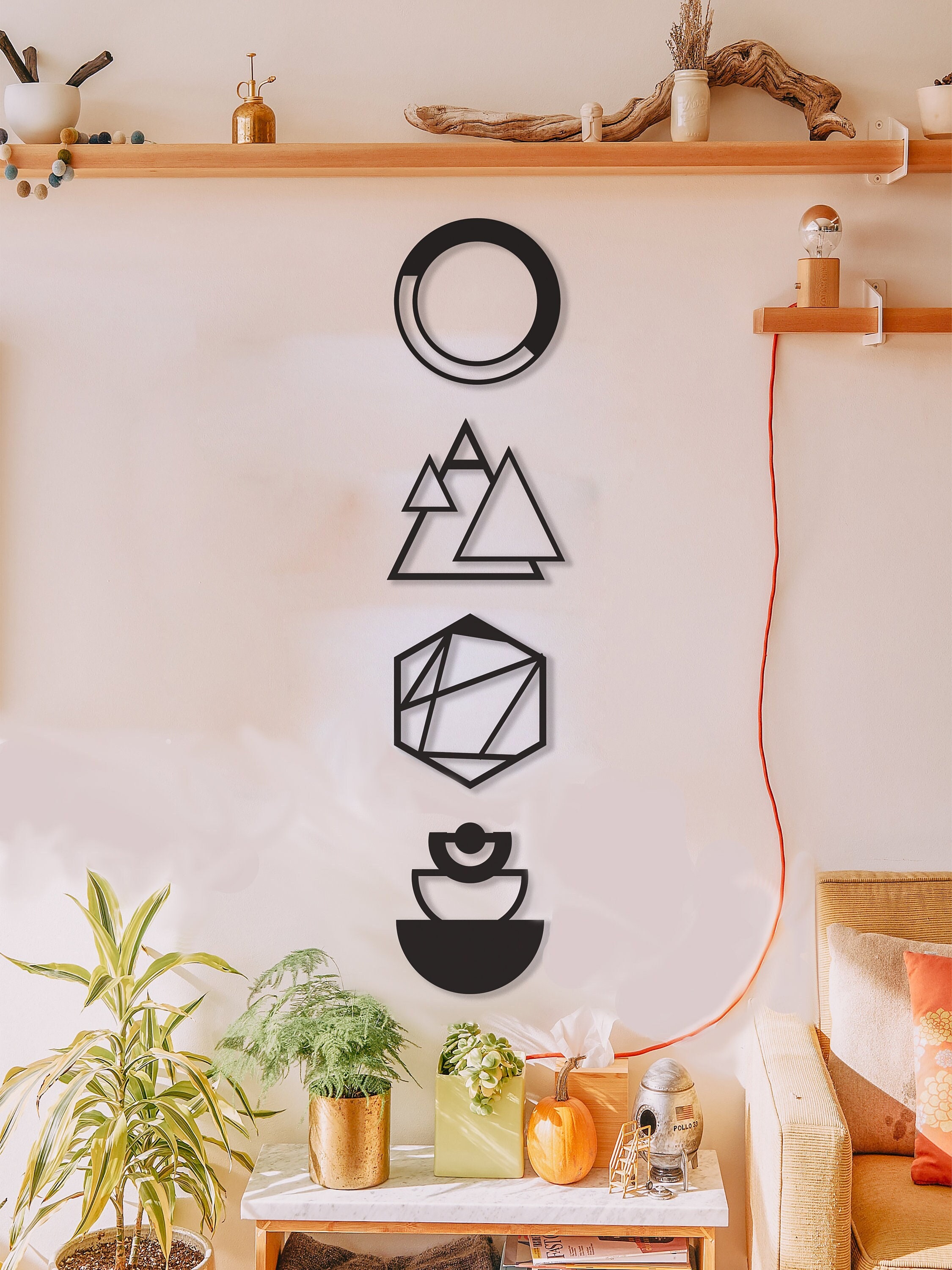 Minimalist Metal Wall Art Modern Wall Hanging Geometric Set Etsy