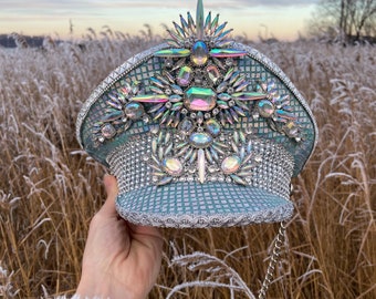 Sombrero holográfico Military Burning Man / gorra de festival / sombrero de piedras holo ab