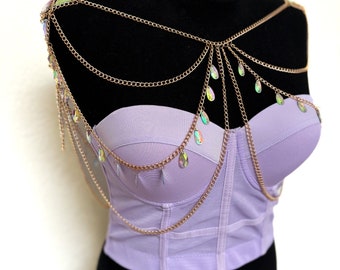 Holo gouden schouderketting onthoudingen festival brandende man sieraden