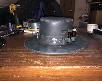 Hand Stitched Leather Top Hat, Custom Color