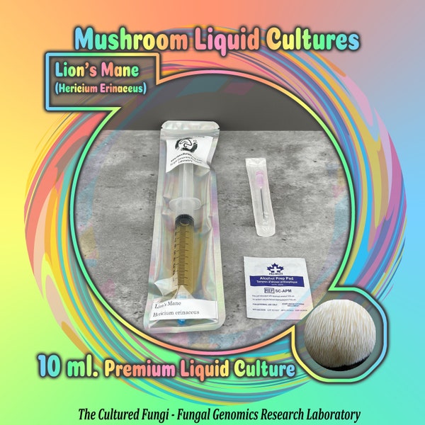 Lion's Mane Mushroom Liquid Culture (Hericium Erinaceus) 10ml | Commercial Mushroom Cultures | Premium Gourmet & Medicinal Mushroom Cultures