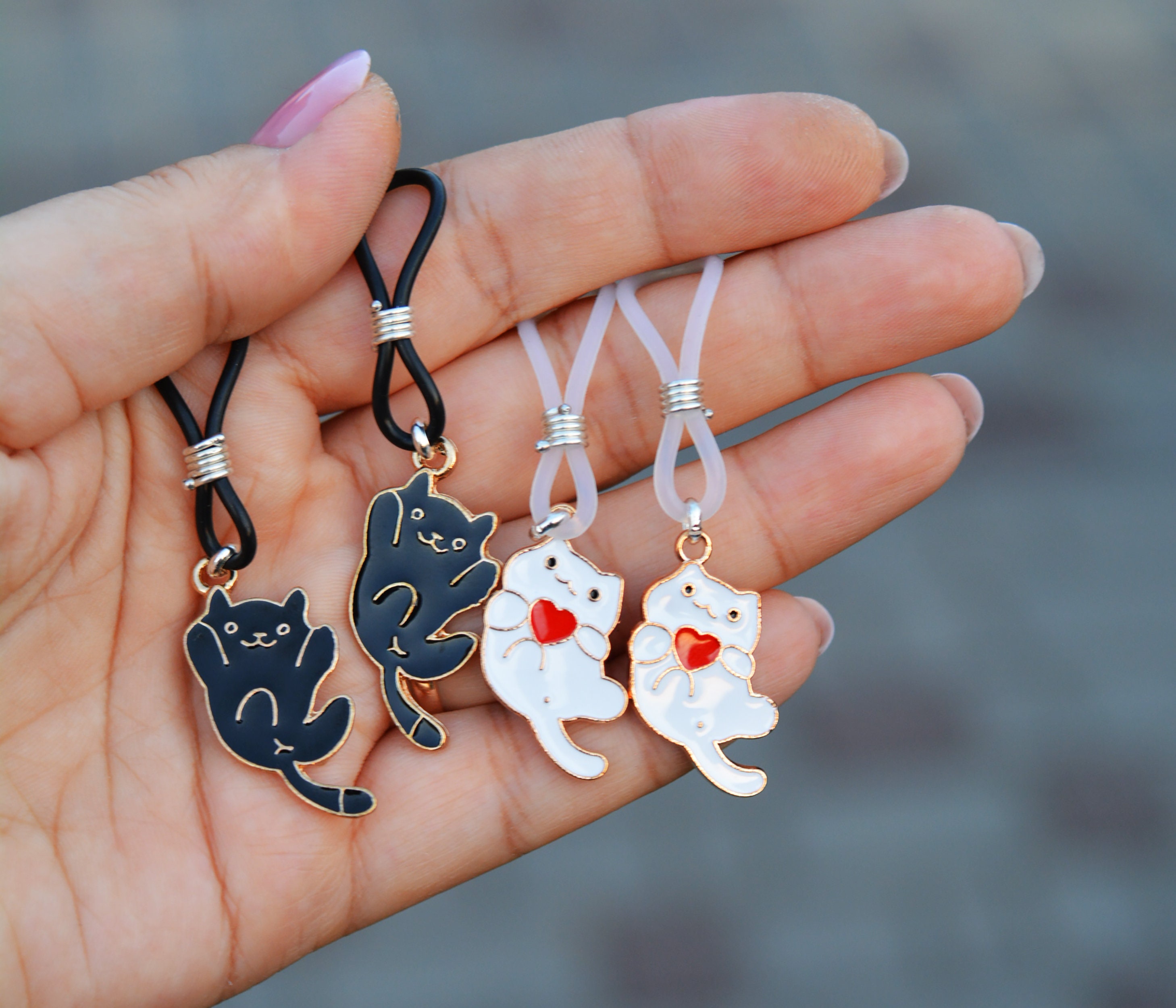 Funny Nipple Rings With Black Cats non piercing Nipple Nooses Etsy