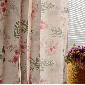 Custom Curtains Comfortable Farmhouse Flower Printed Drapes Rustic Flower Print Fresh Drapes Window Coverings Living Room Bedroom Decor image 1