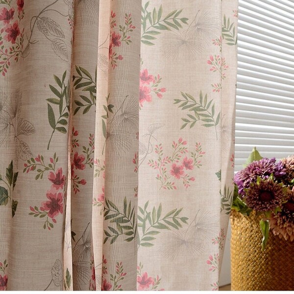 Custom Curtains Comfortable Farmhouse Flower Printed Drapes Rustic Flower Print Fresh Drapes Window Coverings Living Room Bedroom Decor