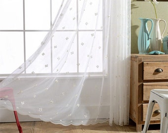 Lovely Little Flower Embroidery Sheer Curtain - Custom Sheer Curtains for Little Grils' Rooms