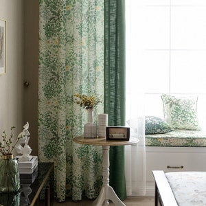 Cotton Floral Printed Curtains for Living Room Pastoral Style Drapes for Bedroom Window Treatments Panel Blinds