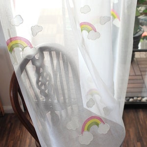 Rainbow Cloud Embroidery Sheer Curtain Custom Sheer Cute - Etsy