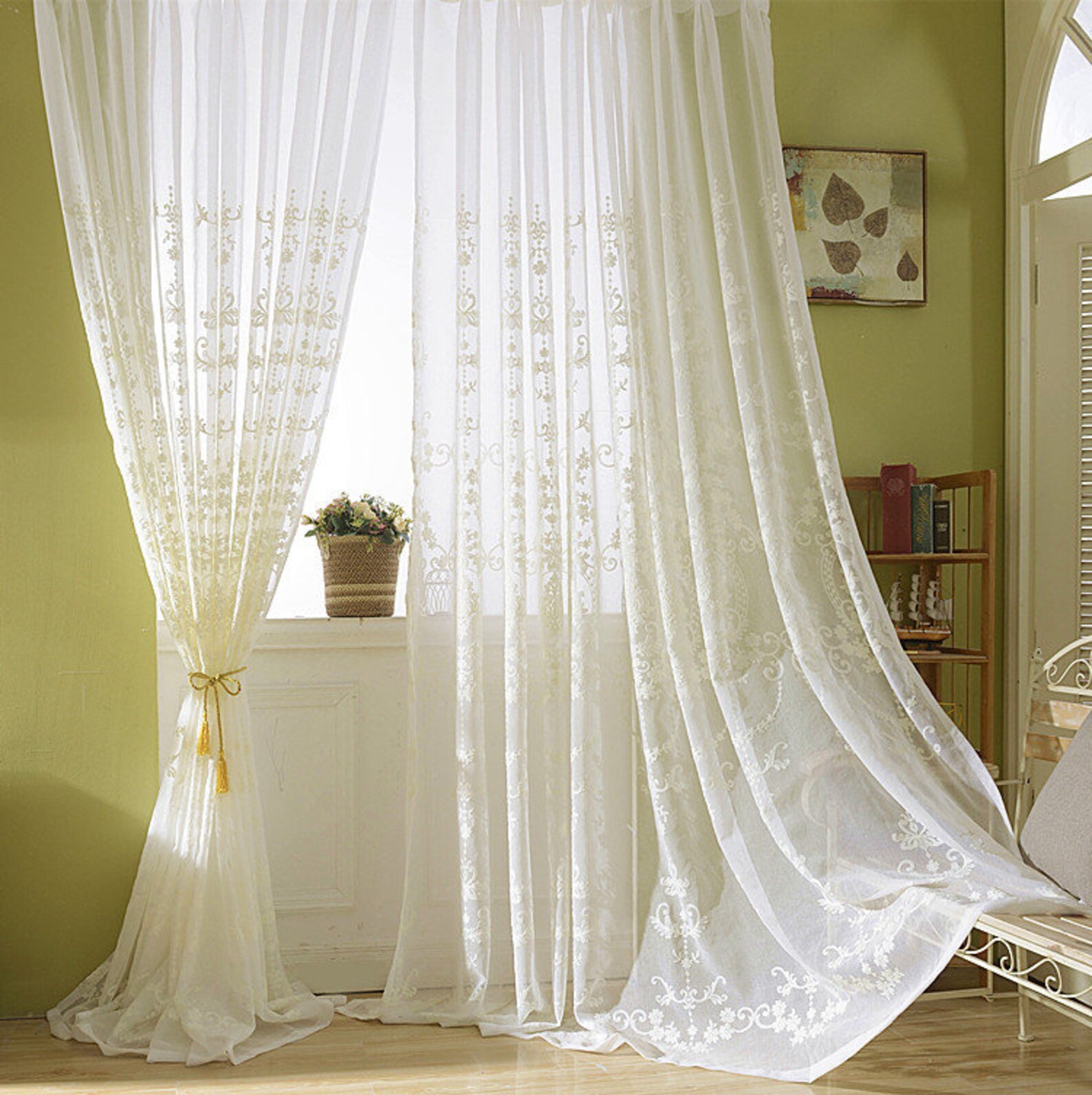 Victorian Style Embroidery Sheer Curtain Custom Curtains for Etsy