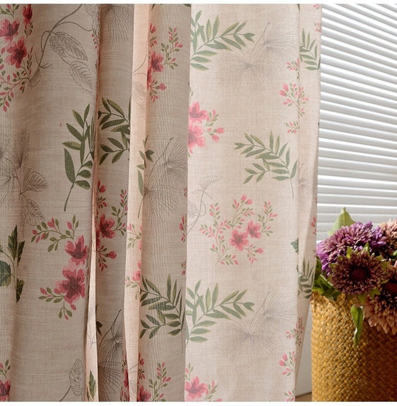 Custom Curtains Comfortable Farmhouse Flower Printed Drapes Rustic Flower Print Fresh Drapes Window Coverings Living Room Bedroom Decor image 1