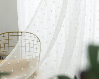 Full of White Cotton Candy Sheer Curtain - Custom Sheer Voile Tulle Cute Curtains for Children Girls Children Rooms Living Room Bedroom