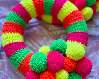 NEON Crochet and Pom Pom Wreath