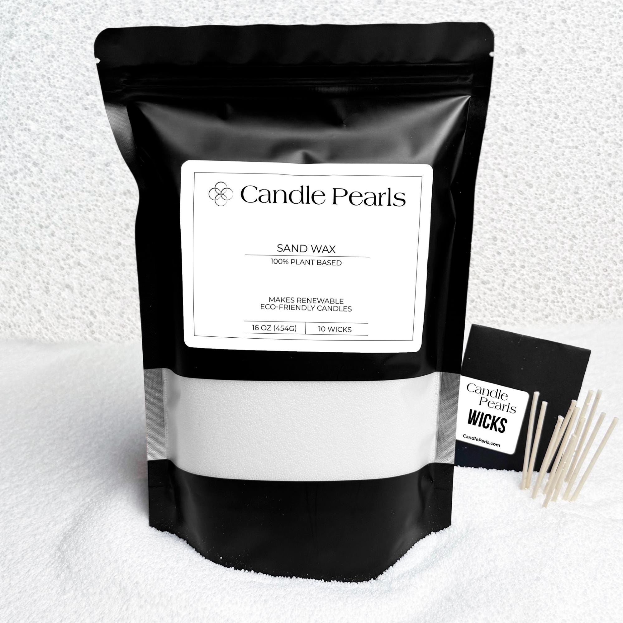 Vogue Candles 1LB Candle Sand With 10 Wicks | Plant-Based Refillable Wax Granules For DIY Candle Making | Clean Burning, Unscented, Smoke-Free, Vegan