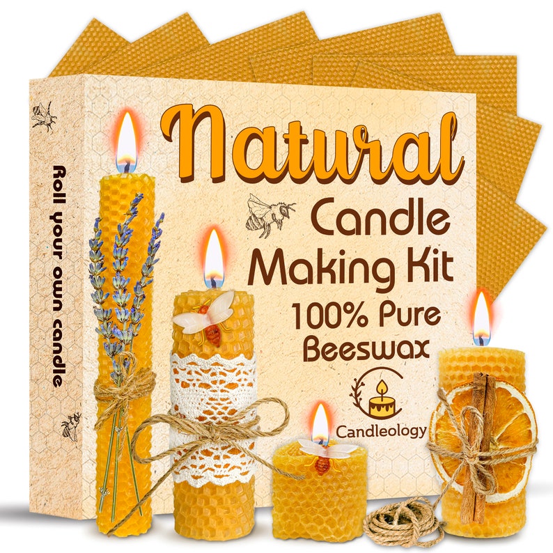 Natural beeswax sheets 100 beeswax with wicks dried lavender Etsy