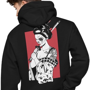 Samurai Geisha Day of the Dead Geisha Mens Premium Pullover Hoodie Etsy