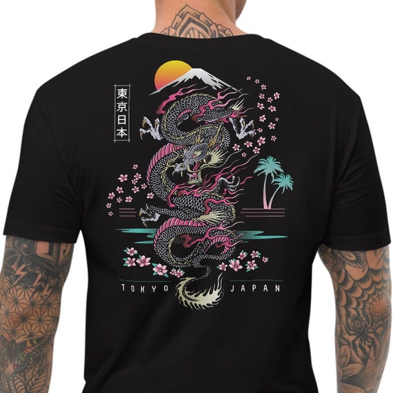 己龍 拾陸周年Tシャツ、扇子セット 粋・新巻龍半袖Tシャツ 絡繰魂 232033 和柄 和風 刺繍 竜 豪華