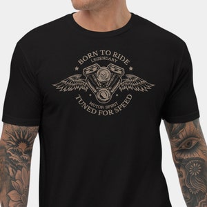 Motorcycle T-Shirt | Biker Shirt | BORN TO RIDE Short Sleeve Tee | Motorcycle Gift | Biker Gift