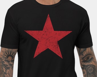 Star Shirt | Distressed RED STAR Short Sleeve T-Shirt