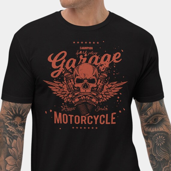 de chemise de moto Motard Tshirt Skull Tee CHAMPION | Etsy