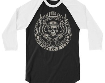 NYC Motorcycle Club Men’s 3/4 Sleeve Raglan Tee