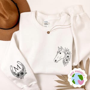 Horse Shirt Horse Lover Monogram Sweatshirt Personalized Gift For Her Custom Equestrian Crewneck Horse Girl Sweater Trendy Womens Clothing