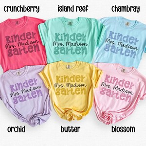 Custom Kindergarten Team Shirt Comfort Colors Shirt Personalized Kindergarten Teacher Appreciation Gift For Her Back To School Kinder Crew