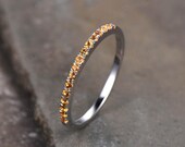 Citrine Band, 14k White Gold Ring, November Birthstone, Half Eternity Band, Wedding Band, Gift for her, Dainty Ring